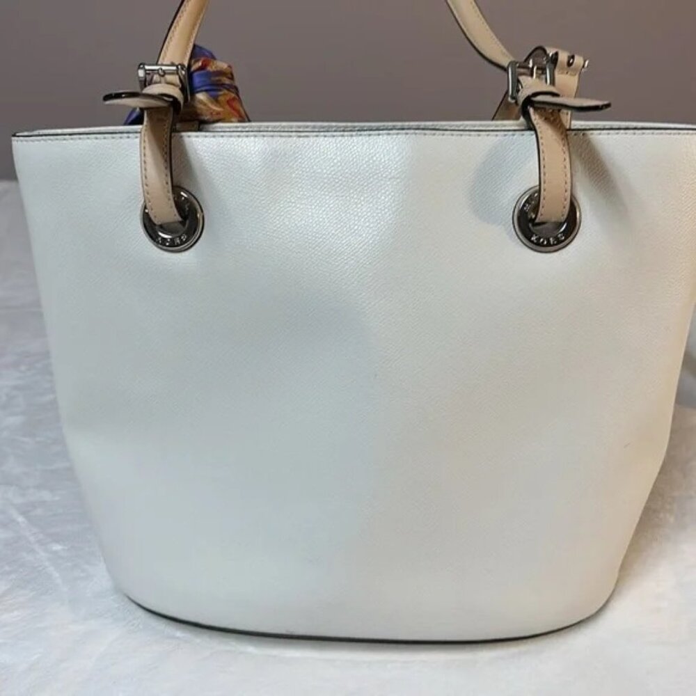 $333 Authentic Michael Kors Leather Purse Bag EUC Off White Cream Tote Medium M - Picture 2 of 7